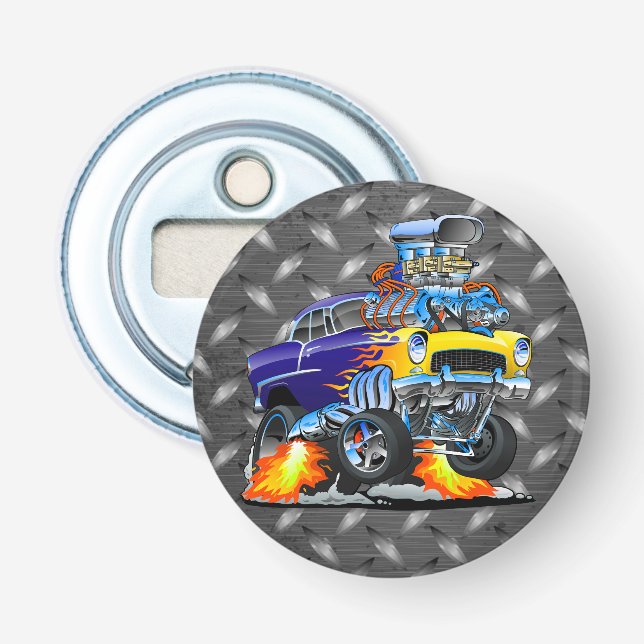 55 Sonnenwagen auf Metall-Diamant-Plate-Bier Flaschenöffner (Vorderseite)