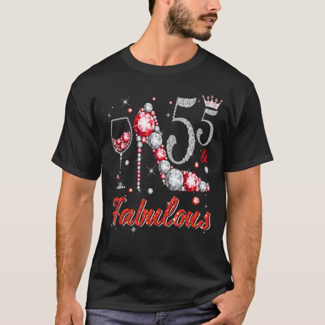 55 und fabelhafte Diamant High Heels Happy 55. Bir T-Shirt (Vorderseite)