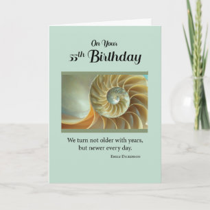55e anniversaire avec coquillage Spiral sur carte 