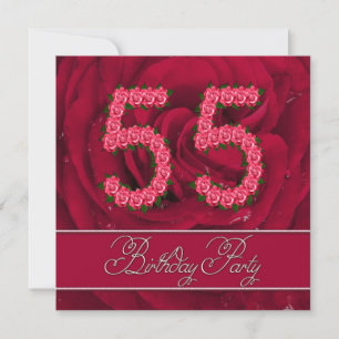 55e anniversaire invitation à la fête avec des ros