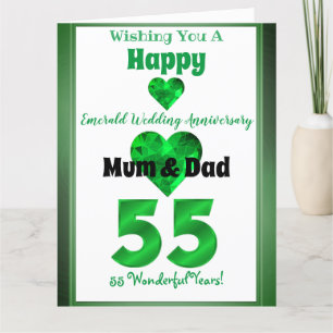 55e Mariage émeraude carte anniversaire maman et p