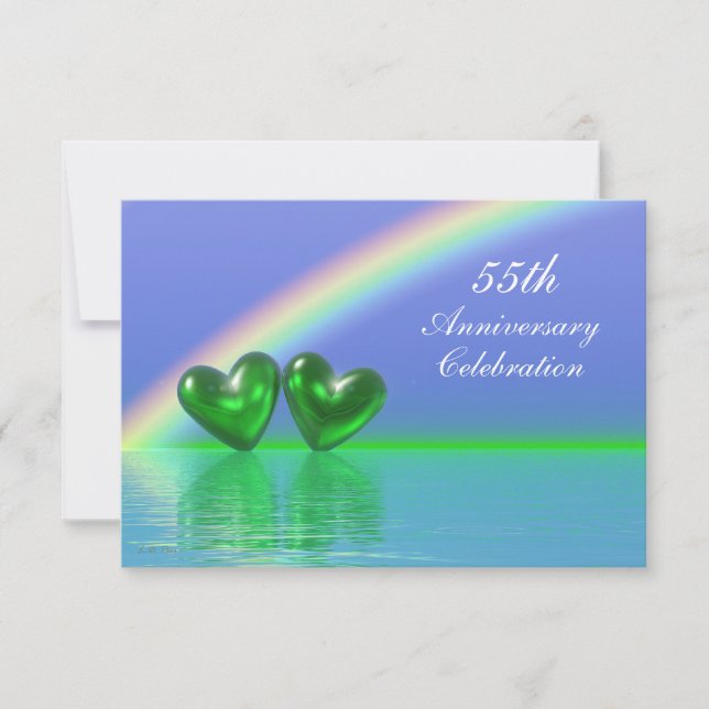 55th Anniversary Emerald Hearts Einladung (Vorderseite)