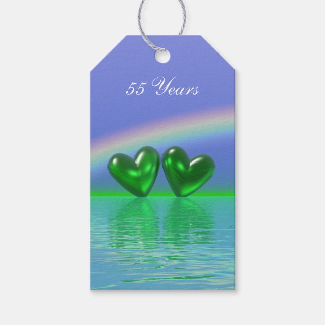 55th Anniversary Emerald Hearts Geschenkanhänger (Vorderseite)
