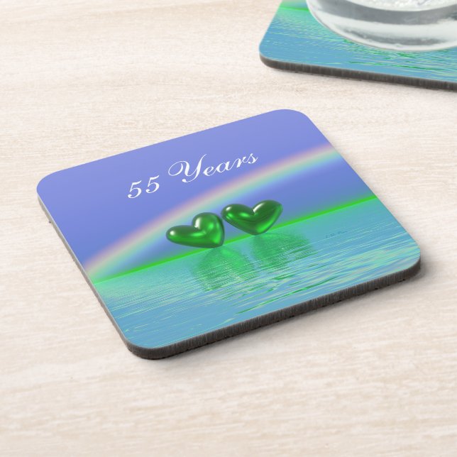 55th Anniversary Emerald Hearts Getränkeuntersetzer (Linke Seite)