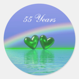 55th Anniversary Emerald Hearts Runder Aufkleber