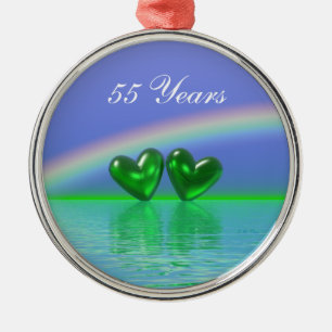 55th Anniversary Emerald Hearts Silbernes Ornament