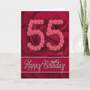 55th birthday card with roses and leaves karte