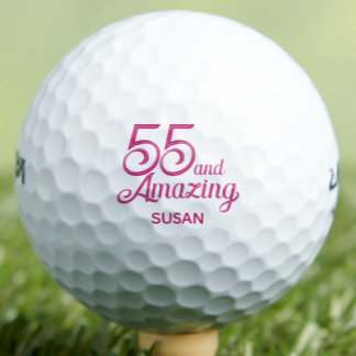 55th Birthday Gift for Mom Pink Elegant Custom Golfball