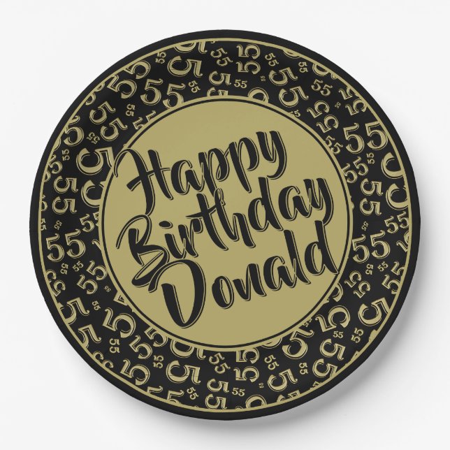 55th Black/Gold Random Number Pattern Pappteller (Vorderseite)