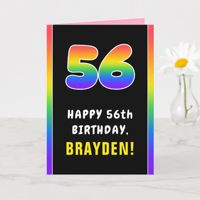 56. Geburtstag: Farbiger Regenbogen # 56, Individu Karte (Kleine Pflanze)