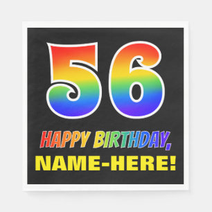 56. Geburtstag: kühl, Spaß, einfach, Regenbogen Serviette