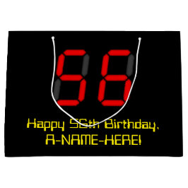 56. Geburtstag: Red Digital Clock Style "56" + Nam Große Geschenktüte
