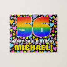 56. Geburtstag — Spaß, liebevolle Herzformen + "56