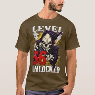56. Geburtstagskelett des Gamers Level 56 Unlock G T-Shirt