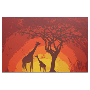 56" Inch Wide Cotton Fabric African Safari Giraffe Stoff