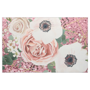 56" Inch Wide Cotton Fabric Geometric Garden Rose Stoff