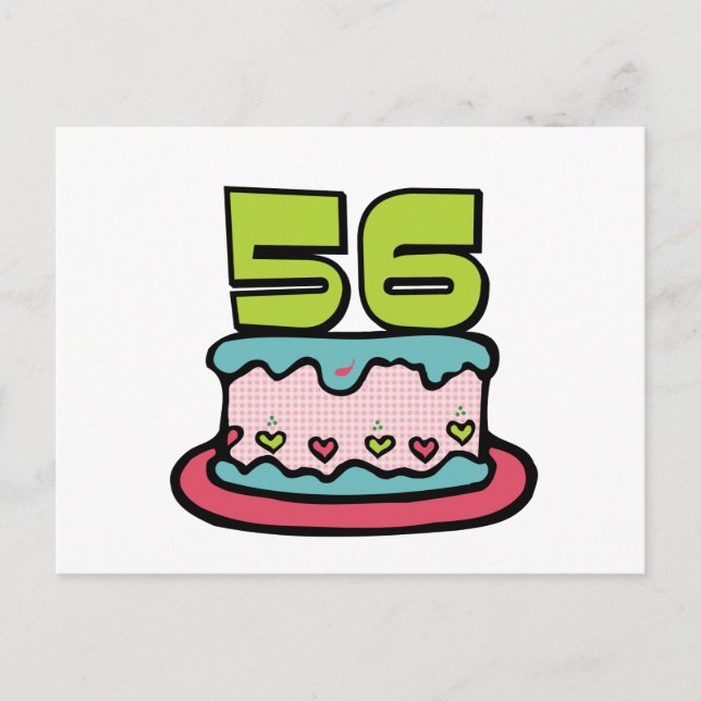 56-jähriger Geburtstagskuchen Postkarte (Vorderseite)