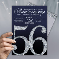 56. Jubiläum Diamant Silber Navy Blau Modern