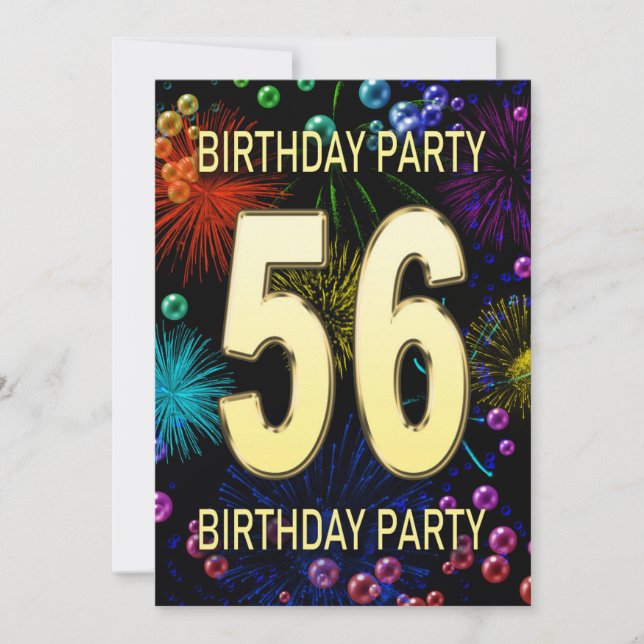 56e anniversaire Invitation fête feux d'artifice (Devant)