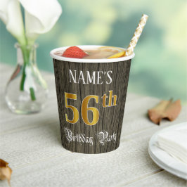 56th Birthday Party — Faux Gold & Faux Wood Looks Pappbecher