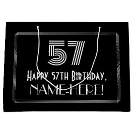 57. Geburtstag — Art Deco Inspiriert Look "57" & N Große Geschenktüte