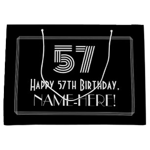 57. Geburtstag — Art Deco Inspiriert Look "57" & N Große Geschenktüte
