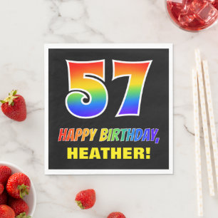 57. Geburtstag: kühl, Spaß, einfach, Regenbogen Serviette