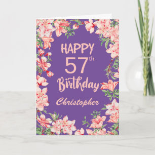 57. Geburtstag Lila Pink Peach Aquarell Floral Karte