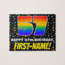 57. Geburtstag — Spaß, buntes Sternenfeldmuster