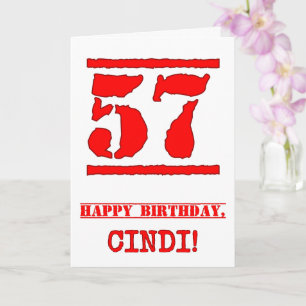 57. Geburtstag: Spaß, Red Rubber Briefmarke Inspir Karte