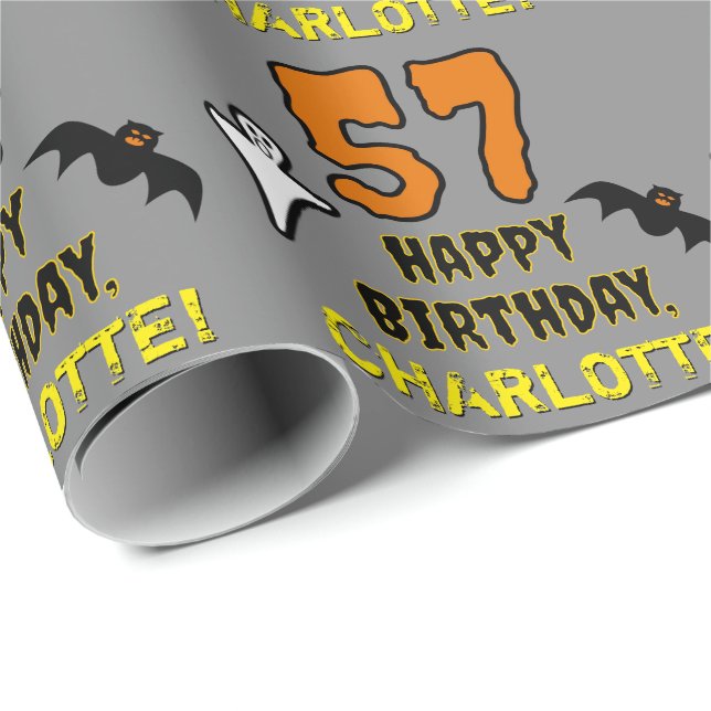 57. Geburtstag: Spooky Halloween Thema, Individuel Geschenkpapier (Rolleneckpunkt)