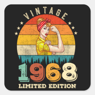 57. Geburtstag Vintage 1968 57. Geburtstagsfeier F Quadratischer Aufkleber