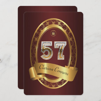 57. Geburtstagsfrau, elegante Farbe Einladung