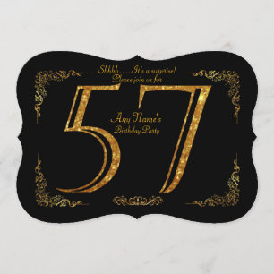 57. Geburtstagsparty 57.,Gatsby,Black & Gold Einladung