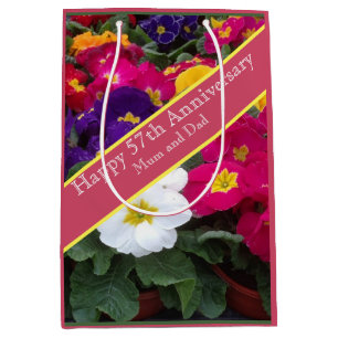57. Hochzeitsjubiläum Farbige Polyanthus Mittlere Geschenktüte