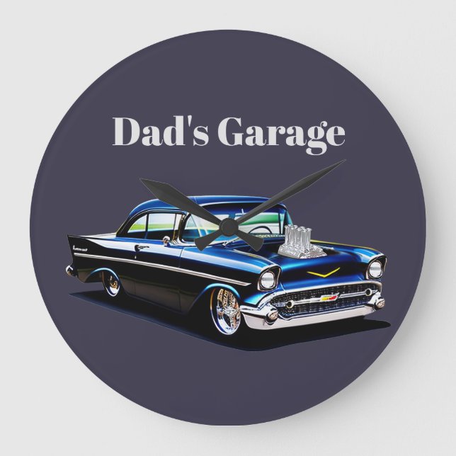 57 Klassischer Muskelwagen Große Wanduhr (Vorderseite)