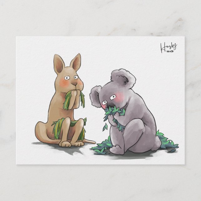 57: Koala & Kangaroo Postkarte (Vorderseite)