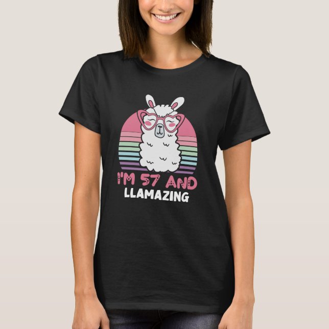 57 Year Old Bday Llamazing 57th Birthday Llama T-Shirt (Vorderseite)