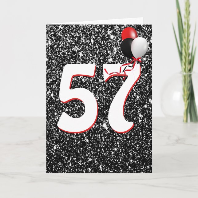 57e anniversaire Ballons sur carte Parties scintil (Devant)