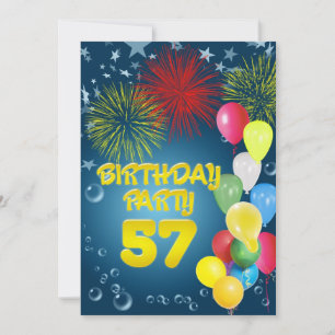 57e fête d'anniversaire Invitation avec ballons