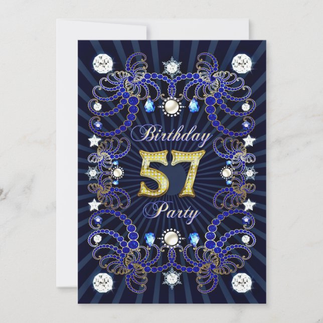 57ème anniversaire invitation de fête avec des mas (Devant)