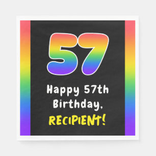57th Birthday: Rainbow Spectrum # 57, Custom Name Serviette