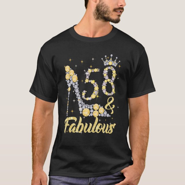 58 & fabulous 58 Years Old 58 th Birthday Diamond  T-Shirt (Vorderseite)