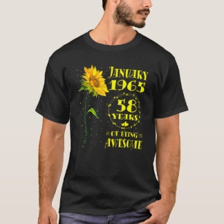 58. Geburtstag 58 Jahre Alte Sonnenblume Geboren J T-Shirt