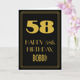 58. Geburtstag - Art Deco Inspiriert Look "58" & N Karte