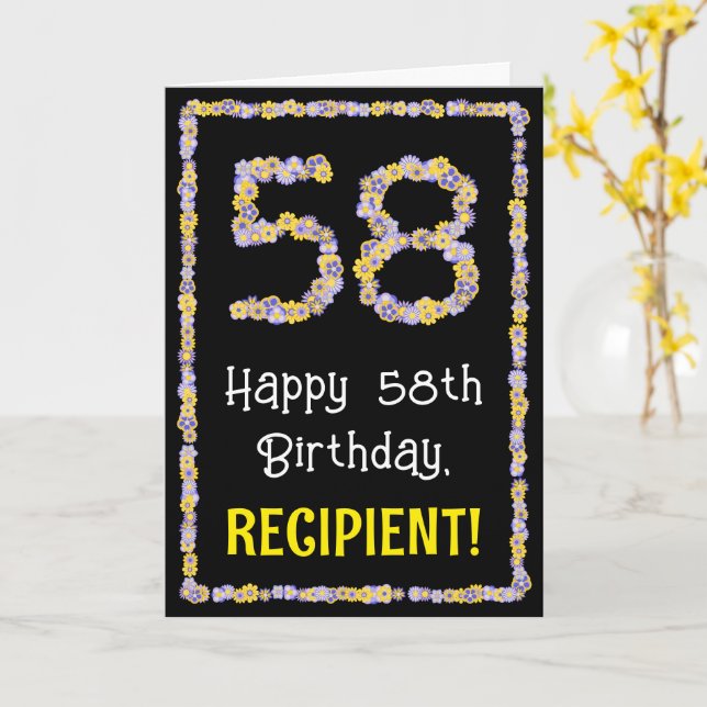 58. Geburtstag: Blumennummer, Individuelle Name, B Karte (Gelbe Blume)