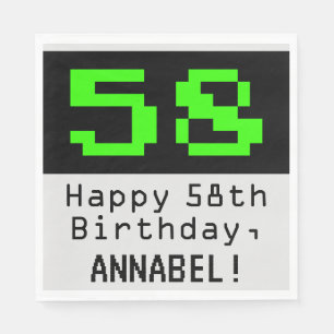 58. Geburtstag - Nerdy / Geeky Style "58" & Name Serviette