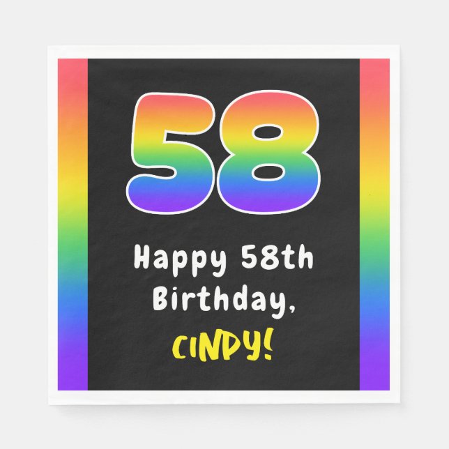 58. Geburtstag: Rainbow Spectrum # 58, Individuell Serviette (Vorderseite)