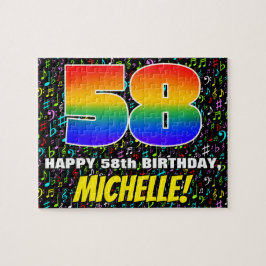 58. Geburtstag — Spaß, farbenfrohe Musiksymbole &
