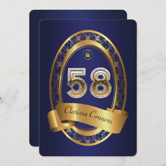 58. Geburtstagsfrau, elegante Farbe Einladung